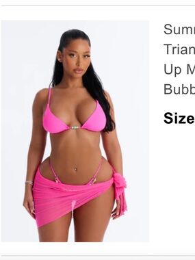 Women’s Bubblegum Pink Triangle Bikini Set with Sarong